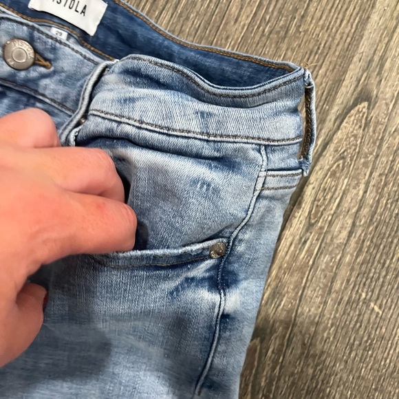 PISTOLA Arielle Skinny Scissor Cut Hem Jeans Mid Rise Light Wash Blue Size 29 - Picture 4 of 11